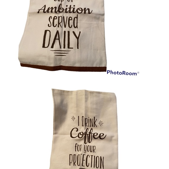 Linen Kitchen Towel White with Print Slogans - Picture 1 of 3